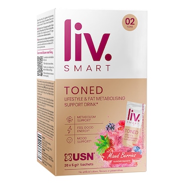 USN Liv.Smart Toned Lifestyle & Fat Metabolising Support Mixed Berries Sachets 20 x 5g