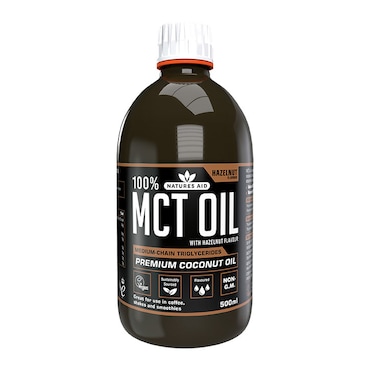 Natures Aid Medium Chain Triglycerides (MCT) Oil with Hazelnut Flavour 500ml