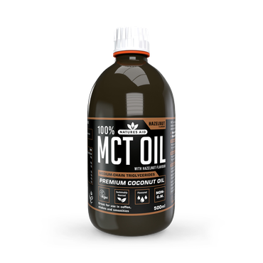 Natures Aid Medium Chain Triglycerides (MCT) Oil with Hazelnut Flavour 500ml