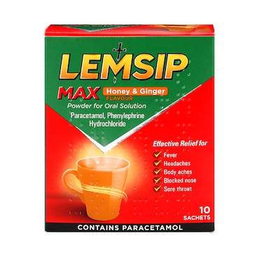 Lemsip Max Honey & Ginger Flavour Powder for Oral Solution 10 Sachets image 1