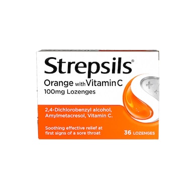 Strepsils Orange with Vitamin C 100mg Lozenges image 1