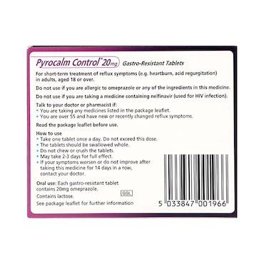 Pyrocalm Control 20mg Gastro-Resistant 14 Tablets image 2