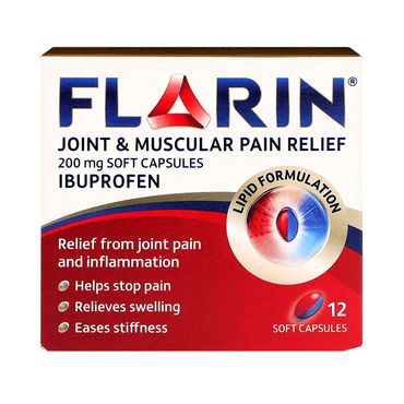 Flarin Joint & Muscular Pain Relief 200mg Soft 12 Capsules