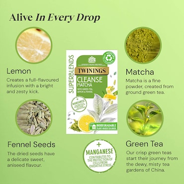 Twinings Superblends Cleanse Matcha Tea 20 Tea Bags image 2