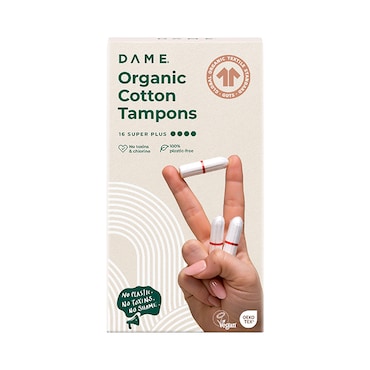 DAME Super Plus Cotton Tampons 16 Pack image 1
