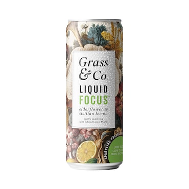 Grass & Co. Liquid Focus (Elderflower, Sicilian Lemon & Lion’s Mane) Functional Sparkling Drink 250ml image 1