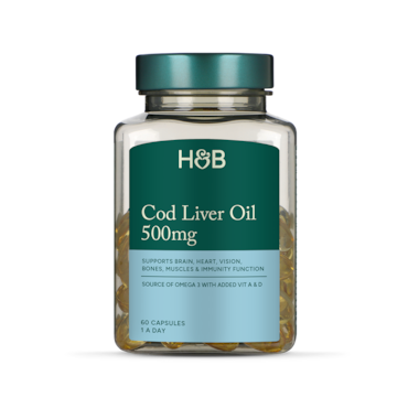 Holland & Barrett Pure Cod Liver Oil 500mg 60 Capsules image 2