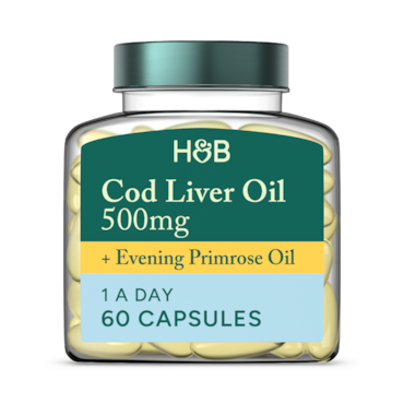 Holland & Barrett Pure Cod Liver Oil with Evening Primrose Oil 500mg 60 Capsules image 1