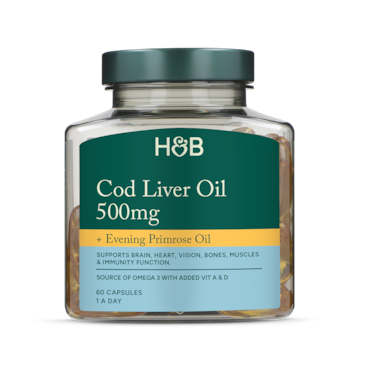 Holland & Barrett Pure Cod Liver Oil with Evening Primrose Oil 500mg 60 Capsules image 2