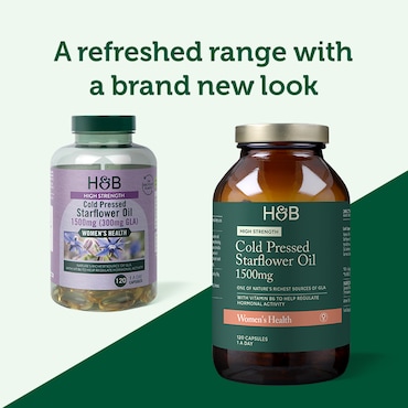 Holland & Barrett High Strength Cold Pressed Starflower Oil 1500mg 120 Capsules image 3