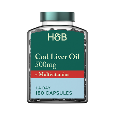 Holland & Barrett Pure Cod Liver Oil & Multivitamins 500mg 180 Capsules