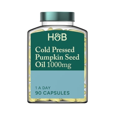 Holland & Barrett Cold Pressed Pumpkin Seed Oil 1000mg 90 Capsules image 1