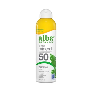 Alba Botanica Sheer Mineral Fragrance Free Sunscreen Spray SPF50 148ml image 1