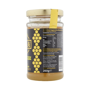 Tiana Pure Organic Citrus Blossom Honey (Enzyme Diastase 18+) 250g image 2