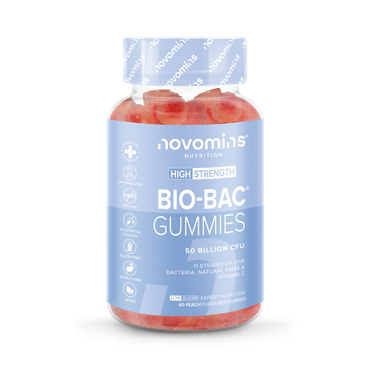 Novomins Bio-Bac 50 Billion CFU Peach Flavoured 60 Gummies