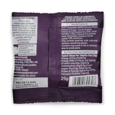 Holland & Barrett Dark Chocolate Blueberries 25g image 2