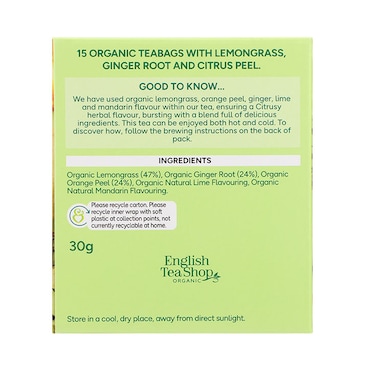 Holland & Barrett Lemongrass, Citrus & Ginger Tea 30g image 2