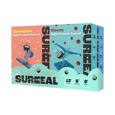 Surreal High Protein Cereal Multipack (Cocoa, Cinnamon, Frosted & Peanut Butter) 4x 35g image 1