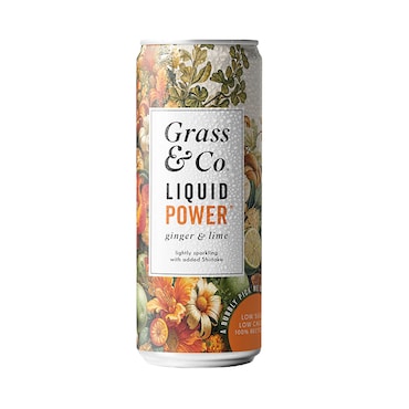 Grass & Co. Liquid Power (Ginger, Lime & Shiitake) Functional Sparkling Drinks 4x 250ml image 1