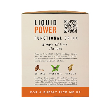 Grass & Co. Liquid Power (Ginger, Lime & Shiitake) Functional Sparkling Drinks 4x 250ml image 5