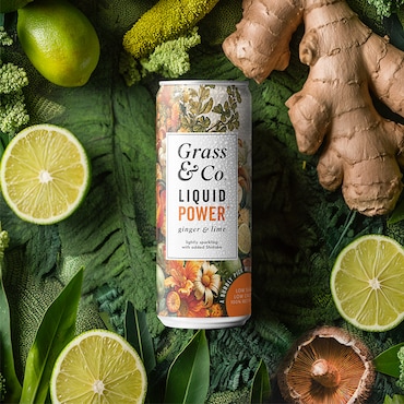 Grass & Co. Liquid Power (Ginger, Lime & Shiitake) Functional Sparkling Drinks 4x 250ml image 6