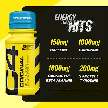 C4 Pre-Workout Shots Citrus Berry 12 x 60ml image 2