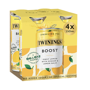 Twinings Boost Lemon & Ginger Sparkling Tea 4x 250ml
