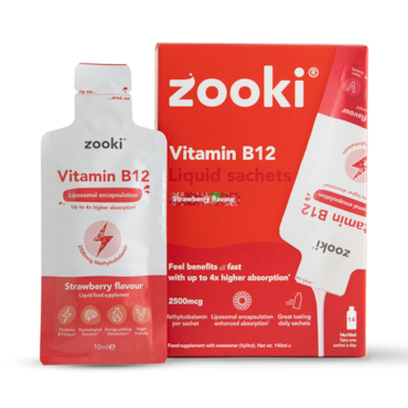 Zooki Liposomal Vitamin B12 2500mcg Strawberry Flavour 14 x 10ml Liquid Sachets