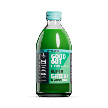Review of Unrooted Good Gut Super Greens & Lemon Shots Dosing Bottle 8x Shots 500ml