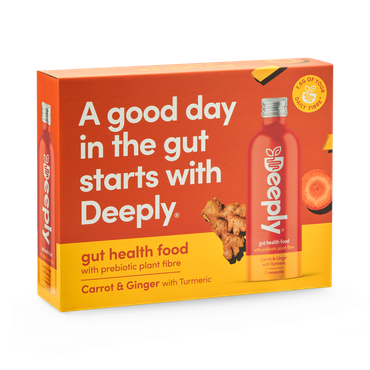 Deeply Gut Health Food With Prebiotic Plant Fibre Carrot & Ginger With Turmeric Multipack 4 x 455ml