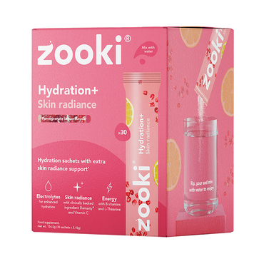 Zooki Hydration+ Skin Radiance, Pomegranate Lemon Flavour 30 Sachets
