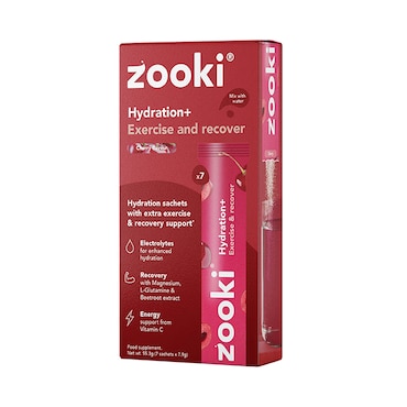 Zooki Hydration+ Exercise & Recover, Cherry Flavour 7 Sachets