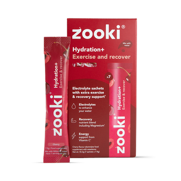Zooki Hydration+ Exercise & Recover, Cherry Flavour 7 Sachets
