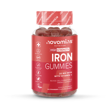 Novomins Iron 20mg + Vitamin C Strawberry Flavoured 60 Gummies