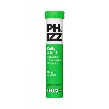 Phizz Daily Energy 3-In-1 Formula, Hydration, Electrolytes & Vitamins Effervescent Tablets Mango 20 Tablets