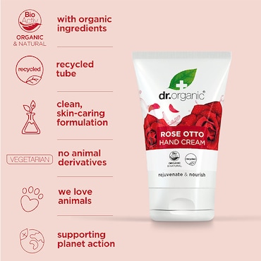 Dr Organic Rose Otto Hand & Nail Cream 125ml image 4