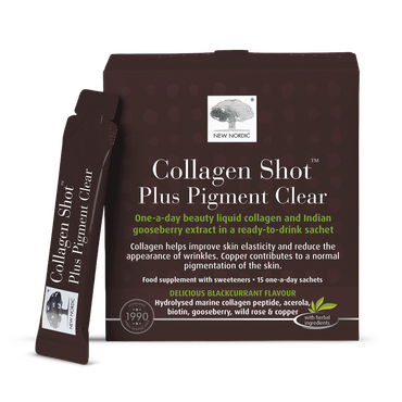Review of New Nordic Collagen Shot Plus Pigment Clear Blackcurrant 15 Sachets