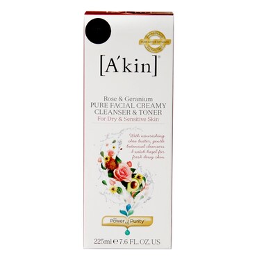 A’kin Rose & Geranium Pure Facial Creamy Cleanser & Toner 225ml image 1