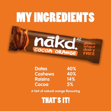 Nakd Raw Fruit & Nut Cocoa Orange Bar 35g image 2