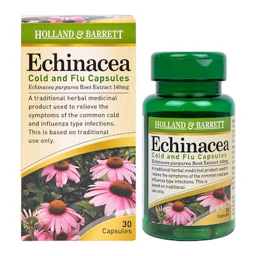 Holland & Barrett Echinacea Cold & Flu 30 Capsules 140mg image 1