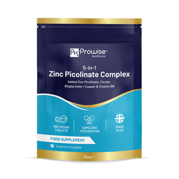 Review of 5-in-1 Zinc Picolinate Complex 50 mg | 365 Vegan High Strength Tablets Added with Copper and Vitamin B6 | 6 Months’ Supply | Support Immune System, Bone Health and Fertility | Made in UK by Prowise