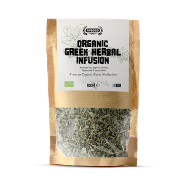 Review of APSOGO Organic Herbal Infusion Tea Loose Leaf Tea mix with Sage, Mountain Tea, Dittany, Peppermint & Lemon Balm - 100g