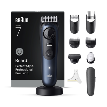Review of Braun Beard Trimmer Series 7, +10 Barbering Tools, 40 Lengths, ProBlade, BT7540, Blue