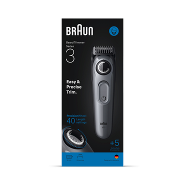 Review of Braun Beard Trimmer Series 3, +5 Styling Tools, 40 Lengths, Sharp Blade, BT3560, Grey