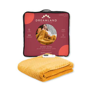 Review of Dreamland Hurry Home Deluxe Velvet Warming Throw - Mustard Herringbone