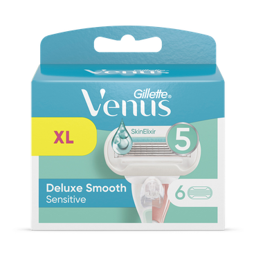 Review of Gillette Venus Deluxe Smooth Sensitive Women's Razor Blade Refills, Pack of 6, 5 blades for a longer-lasting smooth shave