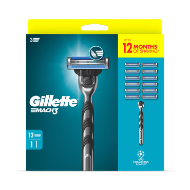 Review of Gillette UEFA Champions League Special Edition Mach3 Razor for Men, 1 Gillette Razor, 12 Refills