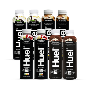 Review of Huel Black Edition Nutritionally Complete Food Variety Pack (Chocolate, Vanilla, Iced Latte & Strawberry Banana) 8x 500ml