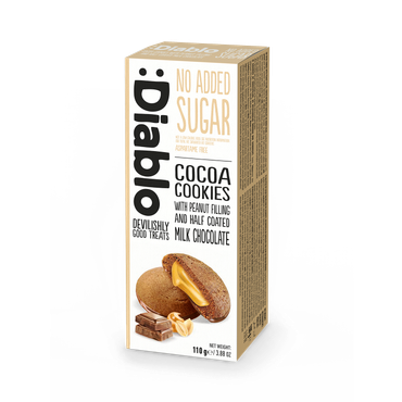 Review of Diablo No Added Sugar Cocoa Cookies Peanut Filling Half Coated Milk Chocolate 110g