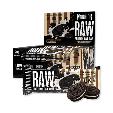 Review of Warrior RAW High Protein Bars 12 x 75g, Oat Flapjack, 20g Protein, Low Sugar, Cookies & Cream